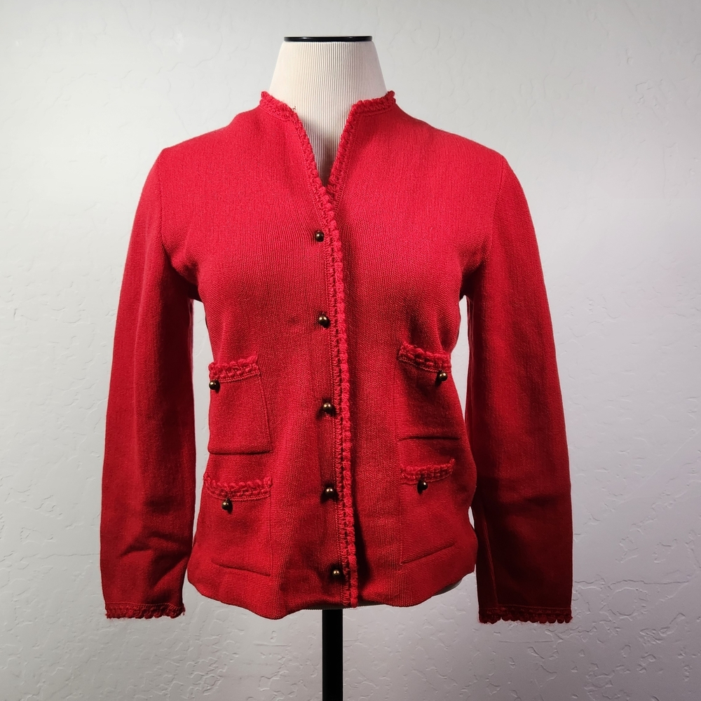 Vintage 50s Knitwear By Glasgo LTD || Red Button-Up Cardigan